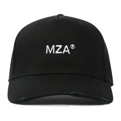 MZA® DISTRESSED STRUCTURED BALLCAP  - BLACK