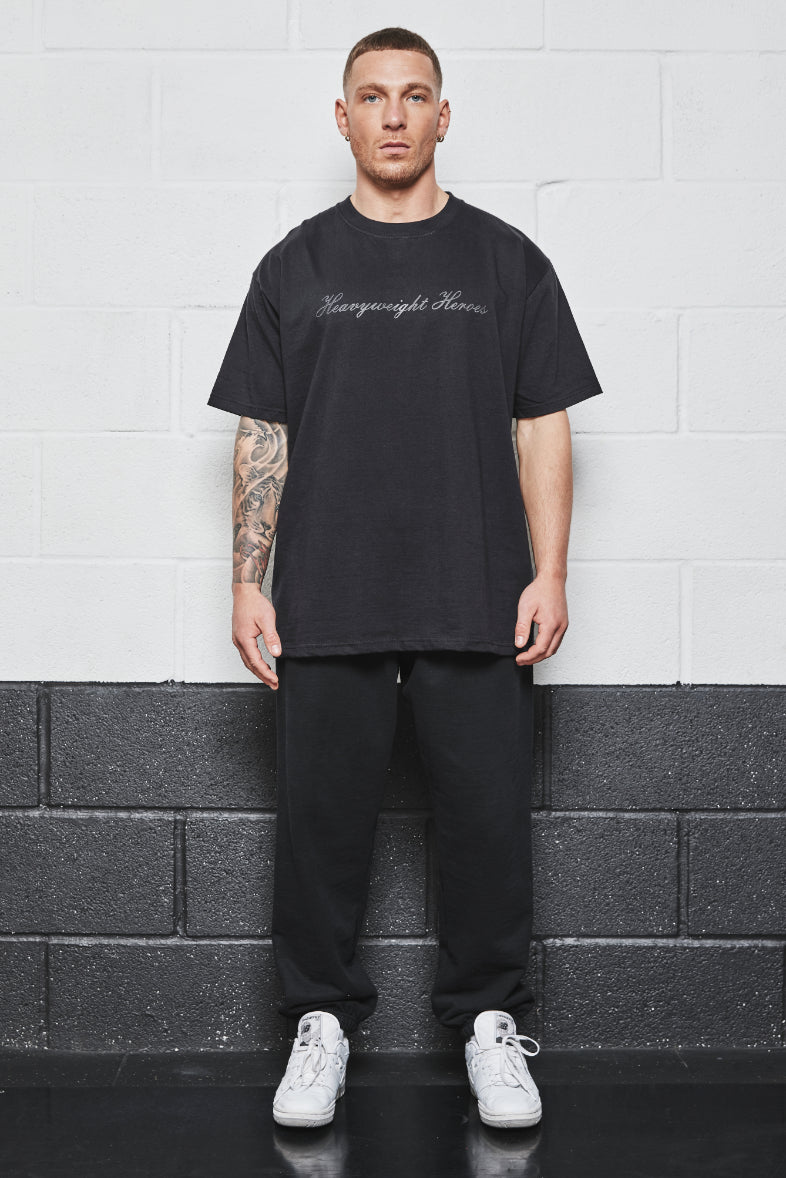 HEAVYWEIGHT HEROES T-SHIRT - BLACK ON BLACK