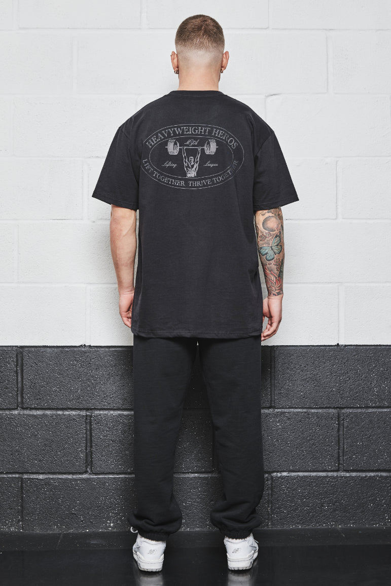 HEAVYWEIGHT HEROES T-SHIRT - BLACK ON BLACK