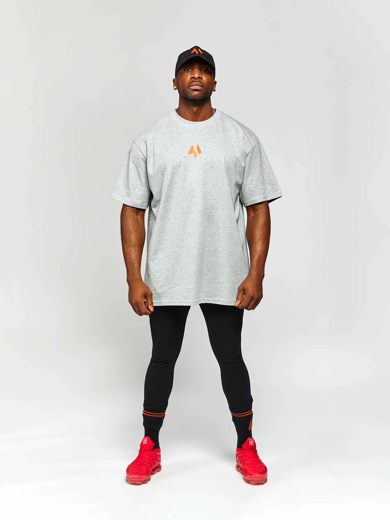 X RELAXED LONG LINE T-SHIRT - HEATHER GREY