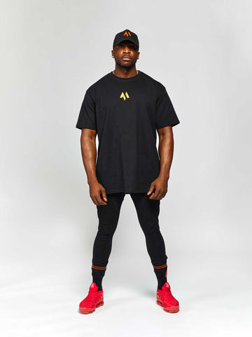 X RELAXED LONG LINE T-SHIRT - BLACK